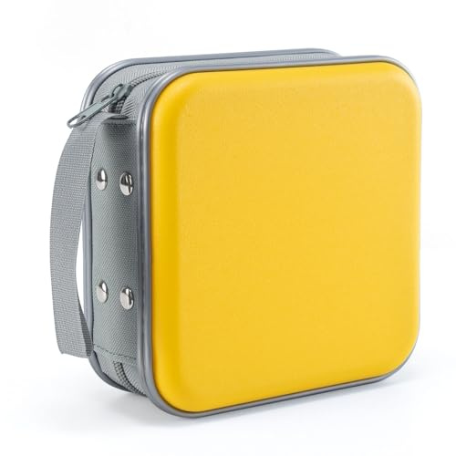 LIOVODE DVD Case, 48 Capacity CD Case Portable CD Holder Storage Hard Plastic DVD Wallet Holder Organizer for Car (Yellow)