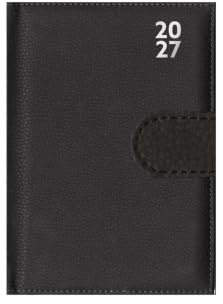 2027 Diary A7 Week Day Per Page - Compact Black Faux Leather Daily Planner - Lightweight Portable Pocket Organiser - Handbag School Travel Diary