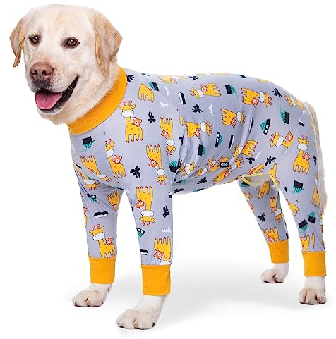 Axcimond Hundebody Nach Op Hund Einteiler Hundebody Kastration Hündin Op Body Hund Erholungsanzug für Hunde Nach Operation Langärmliger Wundschutzanzüge Alternativ zu Halskrausen für Hunde Grau 3XL