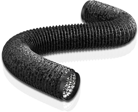 Aygrochy Svart PVC frånluftsslang 100 mm, 6 meter ventilationsslang för mobil luftkonditionering, torktumlare, frånluftsfläkt, ventilationssystem