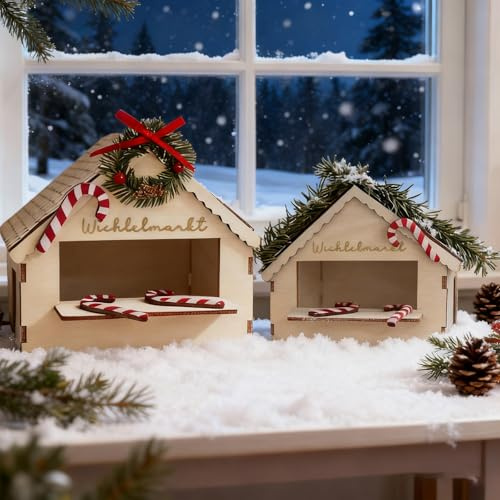 Weihnachtsmarkt Set, Wichtel Zubehör Weihnachten, Weihnachtshütte Puzzle