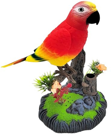 Talking Bird Toy - Elettronico verde/rosso, voce divertente nell'imitazione di animali domestici | Decorazione giocosa da scrivania per ragazze bambini adulti, Home Entertainment Companion, en