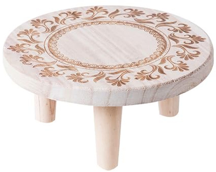 Taburete para plantas de madera – Mesa para plantas de interior 16 x 16 x 8 cm para macetas de flores, macetas y plantas en maceta, soporte minimalista de madera maciza para balcón, salón