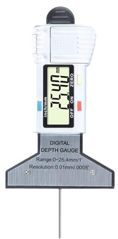 Misuratore di profondità per pneumatici – tester digitale LCD con molla di ritorno, strumento di misurazione di precisione da 0,01 mm | per camper camion e automobilisti