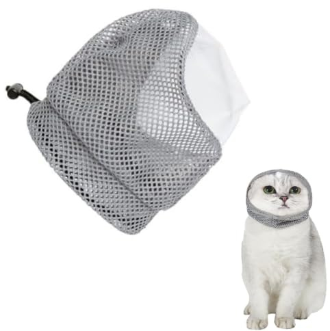 Munkorg för katter, anti-bett kattmunkorg, justerbar munkorg av silikon med ventilerande mesh, för vård, rakning, kloskärning, bad (M)