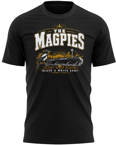 Mens Supporter Magpies T Shirt - Black White Army Football Nottingham Notts Tshirt Tee Fans Supporters Promotion Top