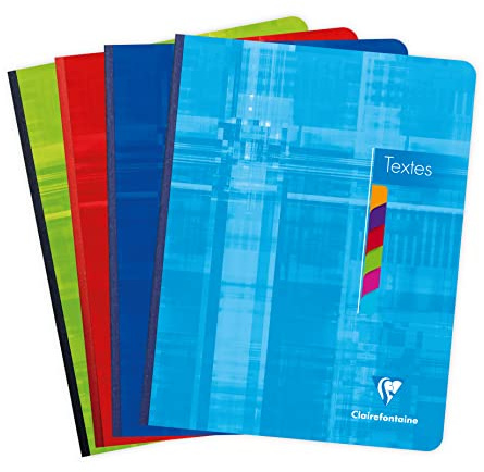 Clairefontaine 9626C Un Cahier de Texte Brochure Dos Toilé - 17x22cm - 144 Pages Grands Carreaux avec Touches de Couleurs Détachables - Papier Blanc 90g - Couverture Carte Pelliculée Couleur Aléatoire