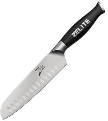 Zelite Infinity Coltello da Cucina Santoku da 18 cm - Serie Comfort-Pro - Acciaio Inossidabile Tedesco ad Alto Tenore di Carbonio – Coltello Professionale - Affilatura a Rasoio, Super Confortevole