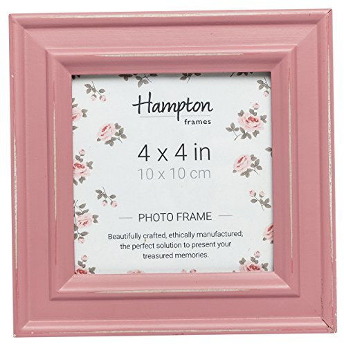 Hampton Frames | Marco de fotos cuadrado, 10x10cm, rosa, madera | Cristal, soporte sobremesa y pared, clips de seguridad | Decoración hogar y oficina