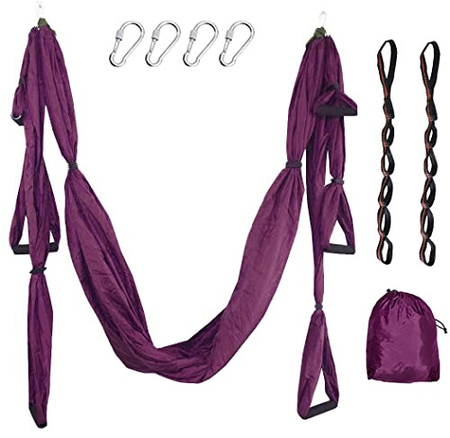 SISROL Aerial Yoga Swing Hamaca Kit 2 Correas Anti-Gravedad Entrenamiento Fuerza