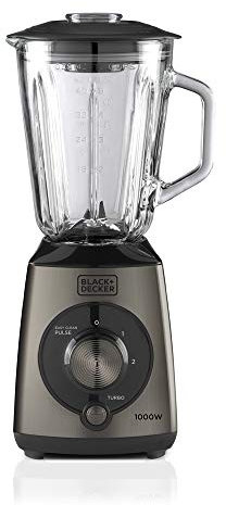 Black+Decker BXJB1000E Batidora de Vaso, 1000 W, 1.5 litros, Plástico, Gris