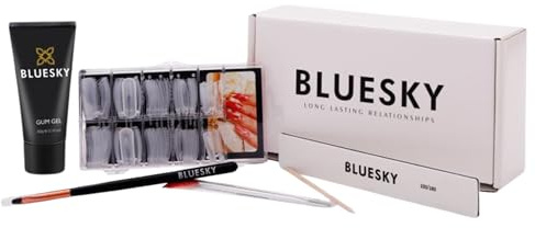 Bluesky Gum Gel Nail Extension Kit, Poly Gel Polish Starter Kit, Full Set for Beginners, Dual Forms, Cuticle Pusher, Nail File, Brush Applicator, Clear, 60g