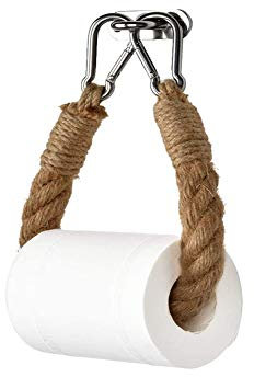 Chunky Rope Toilet Roll Holder, Shabby Chic Loo Paper Holder Jute Nautical Industrial Style Weave, Vintage Style Bathroom Towel Wall Mounted Tissue String