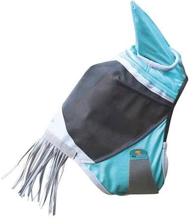 Deluxe Fly Mask with Nose Fringe (Pony, Green)