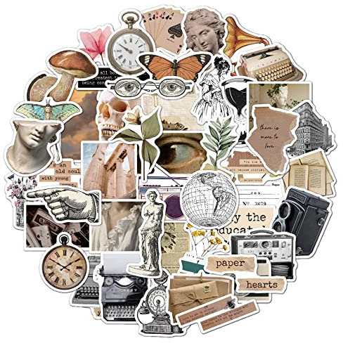 Literarische und künstlerische Retro Aufkleber, Wasserdicht Vinyl Stickers für Laptop Wasserflasche Skateboard Auto Motorrad Fahrrad Gitarre PS4 Koffer Phone Pad DIY [50 Stück]