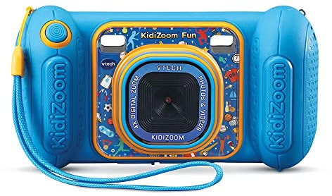 VTech - KidiZoom Fun Bleu, Appareil Photo Numérique Enfant 9 en 1, Photos et Vidéos, Écran Couleur, Filtres, Cadres et Effets Rigolos, Cadeau Enfant de 3 Ans à 10 Ans - Contenu en Français