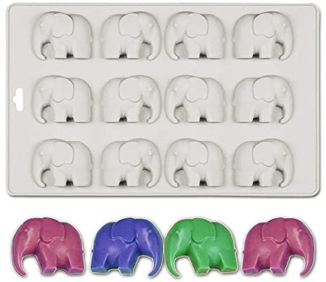 WishesMar Stampo Silicone per Cioccolato Forma di Animali Elefante - 12 Cavità Anti-aderente Riutilizzabile Stampi in Silicone per Caramelle Cioccolatini Praline Decorazione di Torte