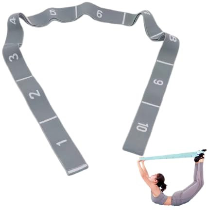 GIMIRO Bande élastique de fitness segmentée pour yoga, pilates, danse, étirement, rééducation (gris - 10 boucles)
