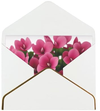 Miniks Grußkarte mit rotem Alpenveilchen-Druck, für alle Anlässe, Freundschafts-/Jahrestagskarten, Bff-Karten, Dankeskarten, Hochzeitskarten mit Umschlägen, Weiß