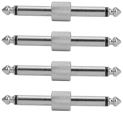 Gitarrenpedal-Patch-Anschluss, 4 Stück Gitarren-Effektpedal-Kupplungen, Stecker auf Stecker, gerader Stecker-Adapter für Gitarren-/Bass-Effektpedale, Silber