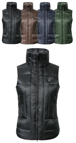 Covalliero - Damen Steppweste | taillierte Reitweste | wasserabweisende Pufferweste | Sportweste mit hohem Kragen & 2 Einschubtaschen | Reitbekleidung in Black | Größe XS