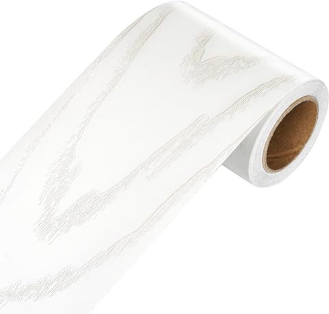 YENHOME Bordure de Papier Peint Aspect Bois Blanc 7.6×1500cm Frise Murale Adhesive Bordure Autocollante Blanc Miroir Cadre Réparation Murale Adhésive Frise Papier Peint Bois pour Couloir Coin Ligne