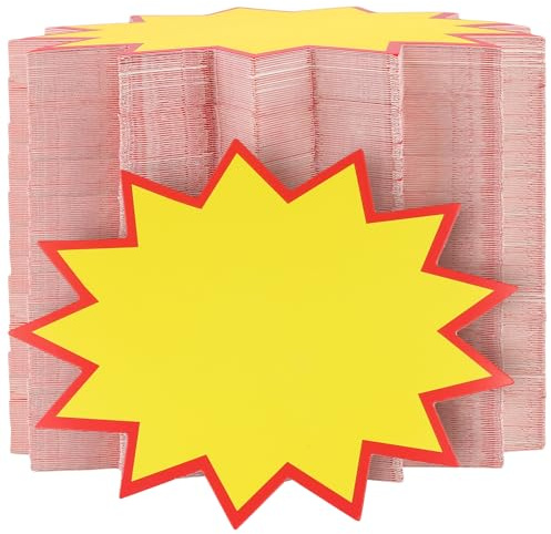 Funsuei 500 stycken prislappar, blanka, försäljningsskyltar loppmarknad, Starburst Price etikett tom för stormarknader, företag