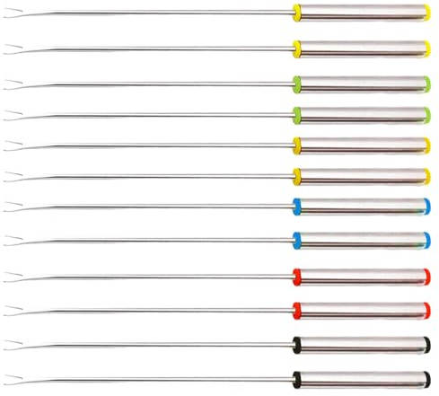 12 PCS Set Fondue Forks Stainless Steel Multi-Color Fruit Fork String Tools Dessert Outdoor Barbecue Roast Meat