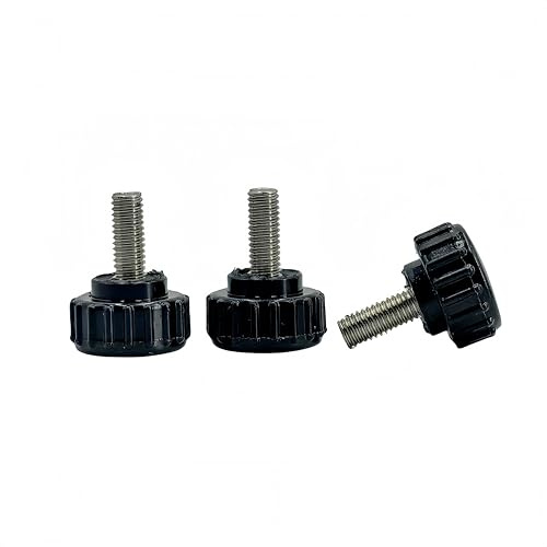 M5x12mm 304 Stainless Steel Threaded Knurled Thumbscrew Screw on Knobs Grips Black Round Clamping Screw, Black(20 Pcs)