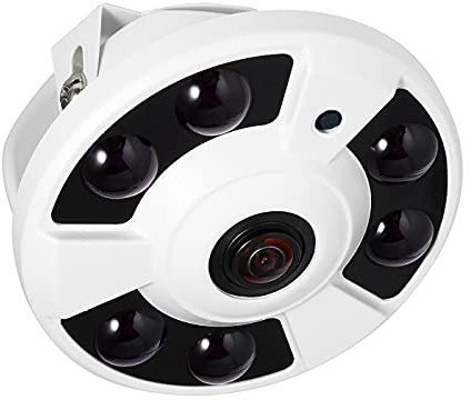 REVODATA 5MP Fisheye POE IP Camera, 1.7mm Lens(170° FOV), 6 Array IR LED Night Vision, Indoor Dome Surveillance Cam Motion Detection, PC/Phone App(IF02-P-TS)