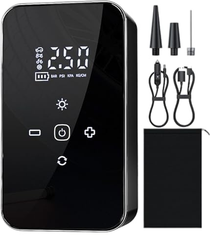 Bomba De Aire Recargable,Bomba De Aire Eléctrica Pantalla Táctil - Compresor Eléctrico Recargable Accesorio Automotriz para Camión Viaje Moto Coche Garaje Camping-Car Casa Montaña