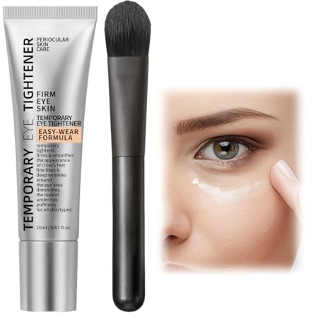 Contorno de Ojos Tensor con Aplicador, Crema Ojos Antiarrugas para Bolsas y Ojeras, Tratamiento Reafirmante con Pincel Incluido, Efecto Mate