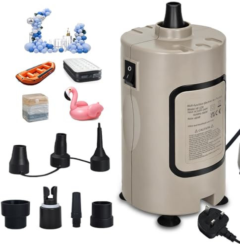 YEPVIE Electric Balloon Pump, Quick 2-in-1 Inflate &Deflate Pump with 7 Air Nozzles, Portable Electric Air Pump for Balloons Stand-up Paddle Boards, Airbed, Swim Rings and Kayaks, Vacuum Storage Bags