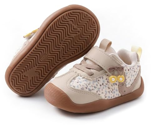 TootyTots Chaussures d'apprentissage pour bébé garçon et fille - Chaussures de sport légères avec semelle en caoutchouc antidérapante - Respirantes - Semelle souple - Large espace pour les orteils