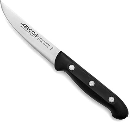 Arcos Coltello da Cucina Paring 4 pollici in Acciaio Inossidabile, Coltello da Cucina Professionale per Sbucciare Frutta e Verdura, Manico Ergonomico, Lama da 105 mm, Serie Maitre, Colore Nero