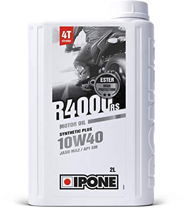IPONE - Huile Moto 4 Temps 10W40 R4000 RS - Semi-Synthétique -Protection Optimale du Moteur - Résistance Exceptionnelle à l'usure - Anti-corrosion - Anti-oxydation - Bidon 2L