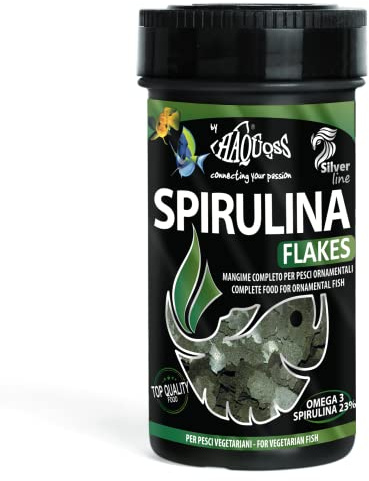 Haquoss Spirulina & Chlorella Flakes - Alimento en Escamas para Peces Vegetarianos, 250 ml/40 g