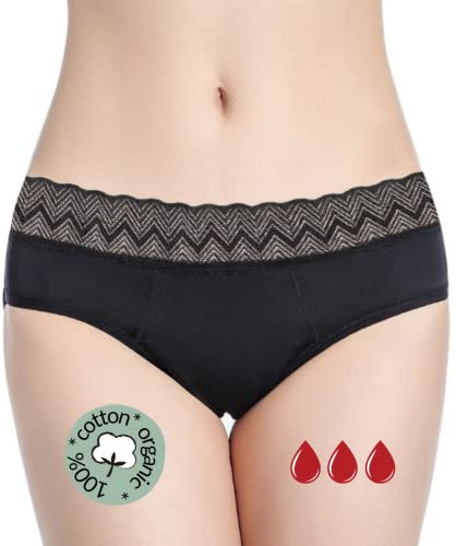 NoBlood Perioden Unterwäsche = 2-3 Tampons - Waschbar - Baumwolle - Ökologisch - Menstruation - Unterwäsche für die Periode - Periodenslips - Absorbierend - Mädchen Damen - XXS / 4XL (Yun, M)