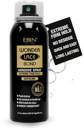 Ebin Wonder lace Bond Adhesive Spray Extreme Firm hold Supreme 60g