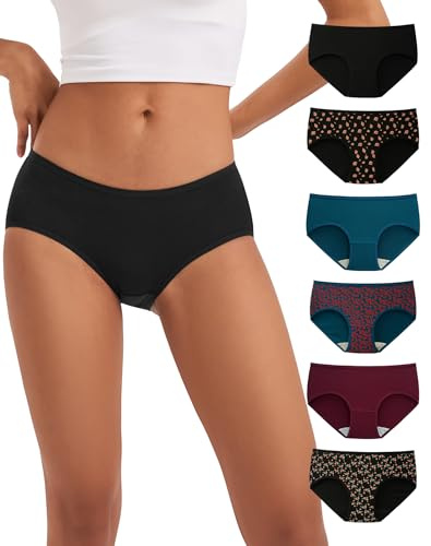 INNERSY Mutande Donna Cotone Midi Slip Vita Bassa Culotte Set Intimo Elasticizzato Pacco da 6 (M, Inverno/Autunno Multicolore)