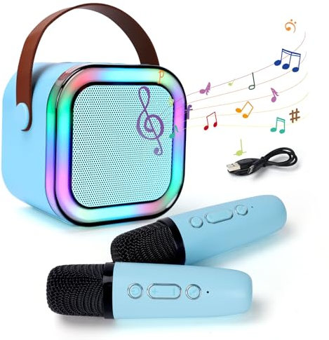 Kinder Mikrofon Karaoke Maschine für 7 8 9 Mädchen Junge: Karaoke Mikrofon Kinder Geschenke ab 5 6 7 8 Kinder Mikrofon Kinder für 4-12+ Kinder Bluetooth Karaoke Spielzeug für Kinder(2 Mikro Blau)