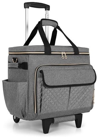 Luxja Lehrertasche Damen Groß, Lehrertasche Trolley, Lehrertrolley für Reisen & Schule, Rollende Laptoptasche Frauen mit Rädern, Grau