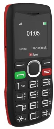 TTfone TT880 Easy-to-Use Mobile Phone for Seniors and Elderly - Large Button Phone with Emergency Assistance Button - Pay As You Go (O2 PAYG, Red, with USB Cable)