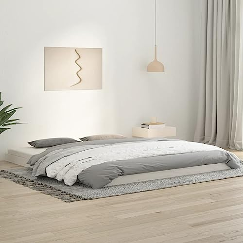 YUOTYRKTEJRSG Camera da Letto Completa Matrimoniale Con Giroletto Bianco 180x200 cm in Legno Massello di Pino - 6FT Super King - Per Camera da Letto, Soggiorno, Balcone