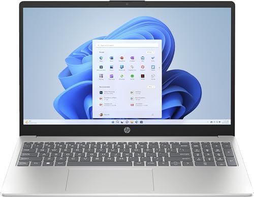 HP Laptop 15, 15,6 FHD Display, AMD Ryzen 3 7320U, 8 GB LPDDR5 RAM, 256 GB SSD, AMD Radeon Grafik, Windows 11 Home, QWERTZ Tastatur, Silber