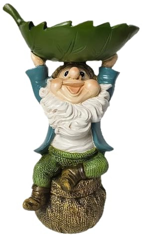 Multa per uccelli per il guscio da bagno area area esterna, statua gnoma da giardino con bagno di uccelli e distributore di mangime | Sollevamento degli alberi Dwarf, decorazione del bagno per uccelli