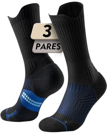 Juclise Calcetines de Compresión para Correr, de Fibra de Bambú y Coolmax, Transpirables, Anti-ampollas, Acolchados para Deporte, Senderismo y Gimnasio