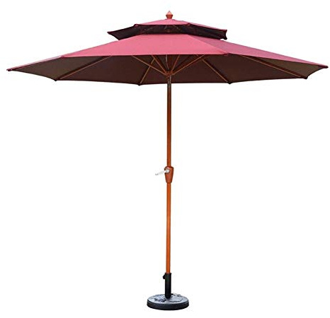Parasols 9' Round Double Top Outdoor Patio Sun Umbrella, Perfect For Outdoor Yard, Beach Commercial Event Market, Camping, Pool Side (Color : Wine red)