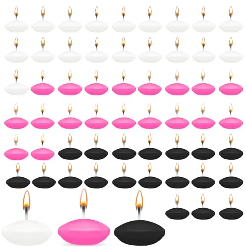 HA BIN 60 stycken simljus, 3,8 cm flytljus, för bröllop, romantiska nätter, möhippa, dekorationer (vit, svart, mörkrosa)