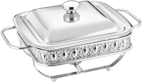 Chafing Dish Buffet Set High Grade 1.8L Chafing Dish Buffet Set, Food Heating Container And Buffet Warmer Sets with Lid, Food Warmers for Parties Buffets Outdo,Gold (Silver)